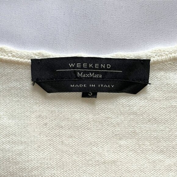 MAXMARA WEEKEND CREAM KNIT FRONT BOW COQUETTE GIRL TOP -S - Picture 6 of 9